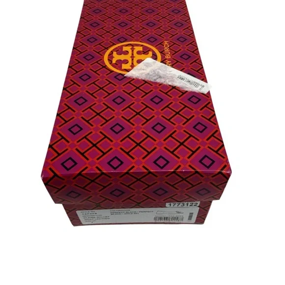 Tory Burch Black and Gold Flats with Logo Emblem - Picture 4 of 4